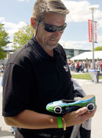 Mark Lackner with IndyCar replica