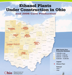 Map of Ohio Ethanol Plants